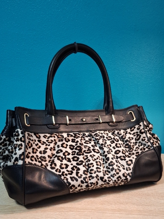 Ann Taylor Handbags - Ann Taylor Leopard Print Shoulder Bag with Black Accents